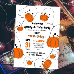 Spooky pumpkin kids halloween birthday party invitation