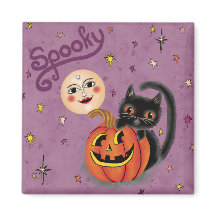 Spooky Pumpkin Kitten Moon - Light Purple