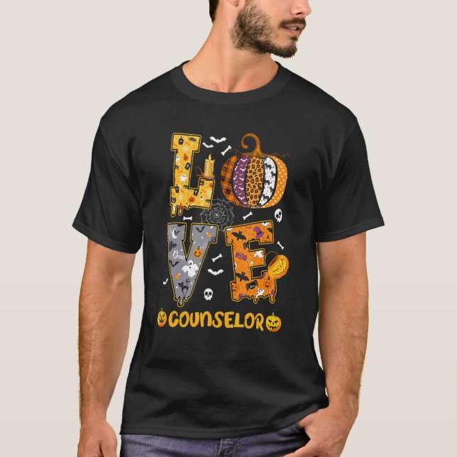 Spooky Pumpkin Love Halloween Counsellor Teacher S T-Shirt (Front)