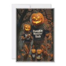 Spooky Pumpkin Monster Bash Family HalloInvitation