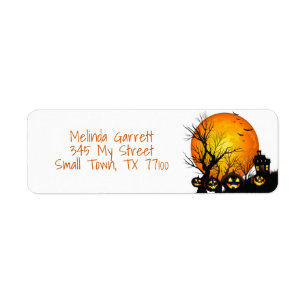Spooky Pumpkin Moon Halloween Custom Address
