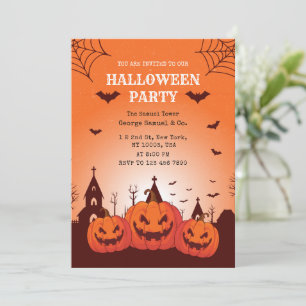Spooky Pumpkin Palace Halloween Business Invitation