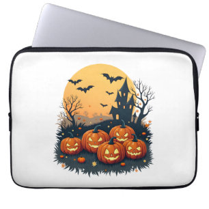 Spooky Pumpkin Patch – Retro Halloween Tee Laptop Sleeve