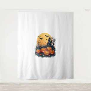 Spooky Pumpkin Patch – Retro Halloween Tee Tapestry