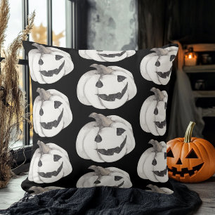 Spooky Pumpkin Pattern   Happy Halloween Throw Pillow