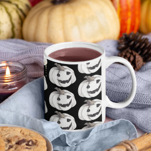 Spooky Pumpkin Pattern   Happy Halloween Two-Tone Coffee Mug