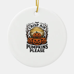 Spooky Pumpkin Shirt Vintage Engraving Fall Hallow Ceramic Ornament