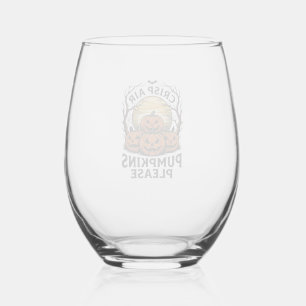 Spooky Pumpkin Shirt Vintage Engraving Fall Hallow Stemless Wine Glass