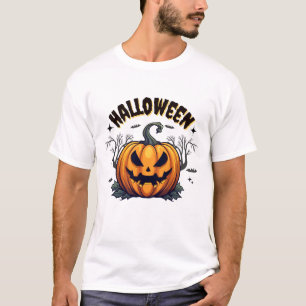 Spooky Pumpkin & Skeleton Business Name Halloween T-Shirt