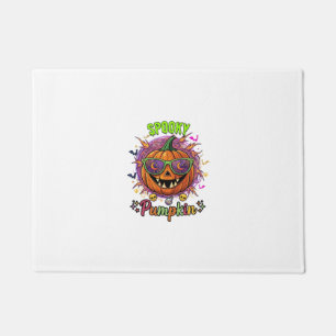 Spooky Pumpkin Sunglasses Moon Cobwebs Skulls Doormat