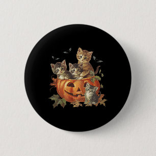 Spooky Pumpkin Vintage 90s Cat Retro Halloween 2 Inch Round Button
