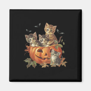 Spooky Pumpkin Vintage 90s Cat Retro Halloween Magnet