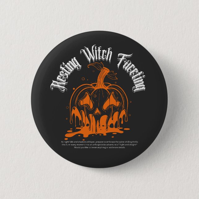Spooky Pumpkin Witch Halloween Art 2 Inch Round Button (Front)