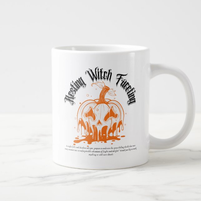 Spooky Pumpkin Witch Halloween Art Large Coffee Mug (Right)