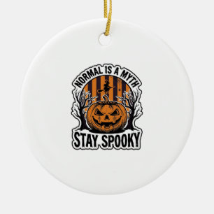Spooky Pumpkin Witch Vintage Engraving Halloween S Ceramic Ornament