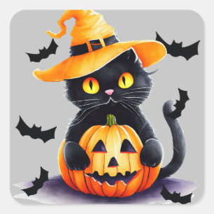 Spooky pumpkin with Cat Halloween Sticker