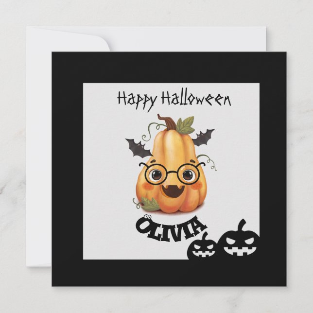 Spooky Pumpkin with glasses Halloween card (Front)