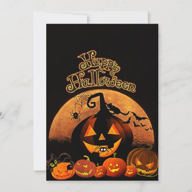 Spooky Pumpkins | Happy Halloween Holiday Card (Front)