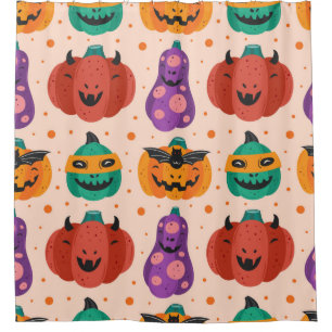 Spooky pumpkins in scary costumes. Happy Halloween