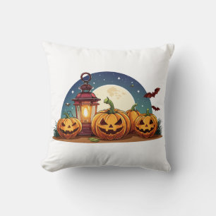Spooky pumpkins throw pillow