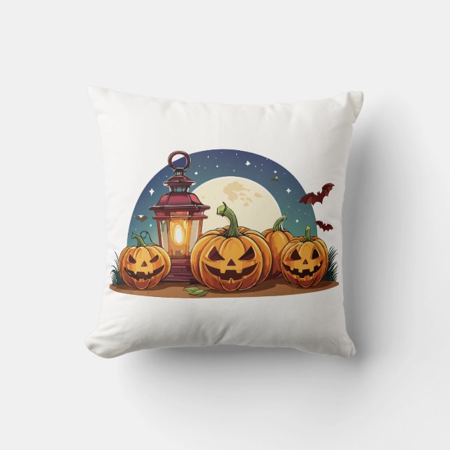 Spooky pumpkins throw pillow (Front)