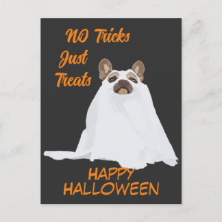 spooky puppy halloween costume postcard