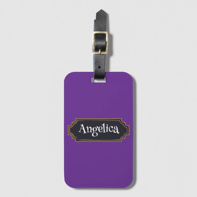 Spooky Purple Custom Name  Luggage Tag (Front Vertical)
