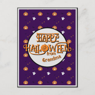 Spooky Purple Halloween Pattern Personalized Holiday Postcard