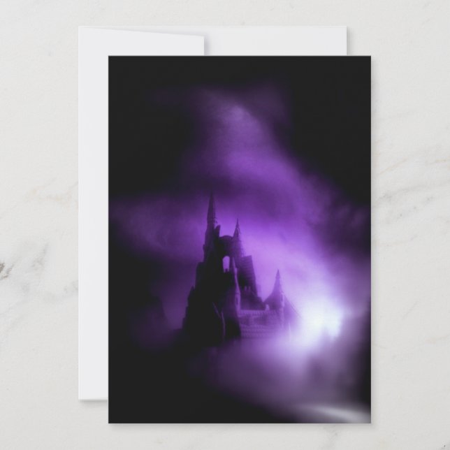 Spooky Purple Haunted Castle Invitation (Front)