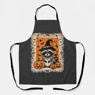 Spooky Raccoon Halloween Pumpkin Design_1 Apron