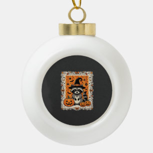 Spooky Raccoon Halloween Pumpkin Design_1 Ceramic Ball Christmas Ornament