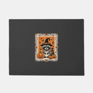 Spooky Raccoon Halloween Pumpkin Design_1 Doormat