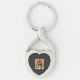 Spooky Raccoon Halloween Pumpkin Design_1 Keychain