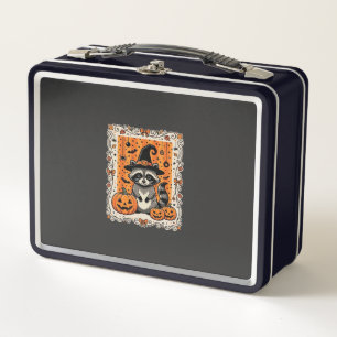 Spooky Raccoon Halloween Pumpkin Design_1 Metal Lunch Box
