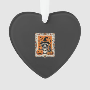 Spooky Raccoon Halloween Pumpkin Design_1 Ornament