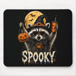 Spooky Raccoon Here For The Boos Halloween Pumpkin Mouse Pad