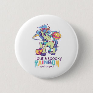 Spooky Rainbow Spell Halloween Unicorn Witch 2 Inch Round Button