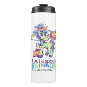 Spooky Rainbow Spell Halloween Unicorn Witch Thermal Tumbler
