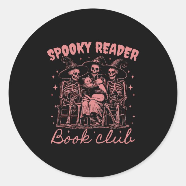 Spooky Reader Book Club D Red Classic Round Sticker (Front)