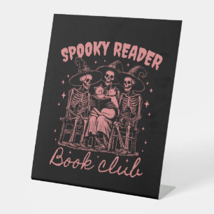 Spooky Reader Book Club D Red Pedestal Sign