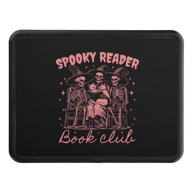 Spooky Reader Book Club D Red Trailer Hitch Cover (Front)