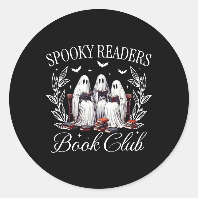 Spooky Readers Book Club Funny Ghost Teacher Happy Classic Round Sticker (Front)