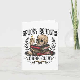 Spooky Readers Book Club Horror Skull Halloween Card
