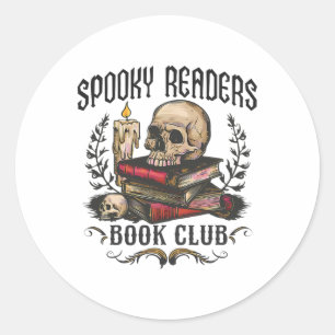 Spooky Readers Book Club Horror Skull Halloween  Classic Round Sticker