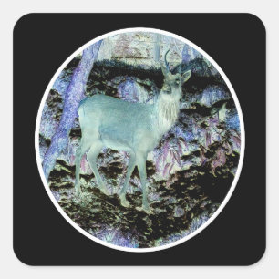 Spooky Red Deer Stag Square Sticker
