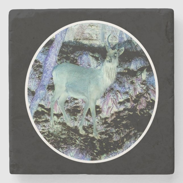 Spooky Red Deer Stag Stone Coaster (Front)