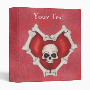Spooky Red Heart With Skull and Bones on Starburst Binder