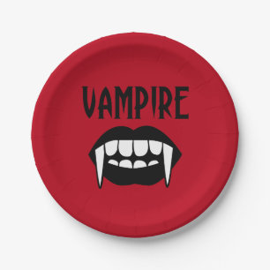 Spooky Red Vampire Halloween Paper Plate