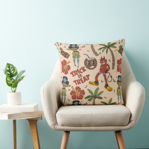 Spooky Reto Luau Throw Pillow