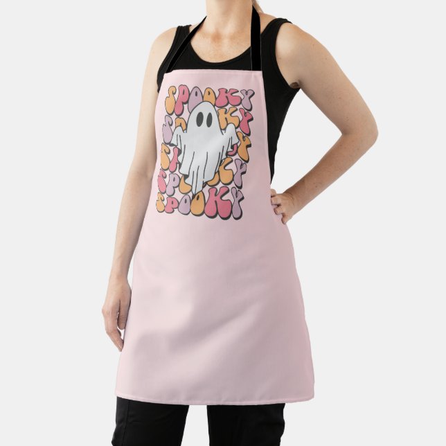Spooky Retro Ghost Apron (Insitu)